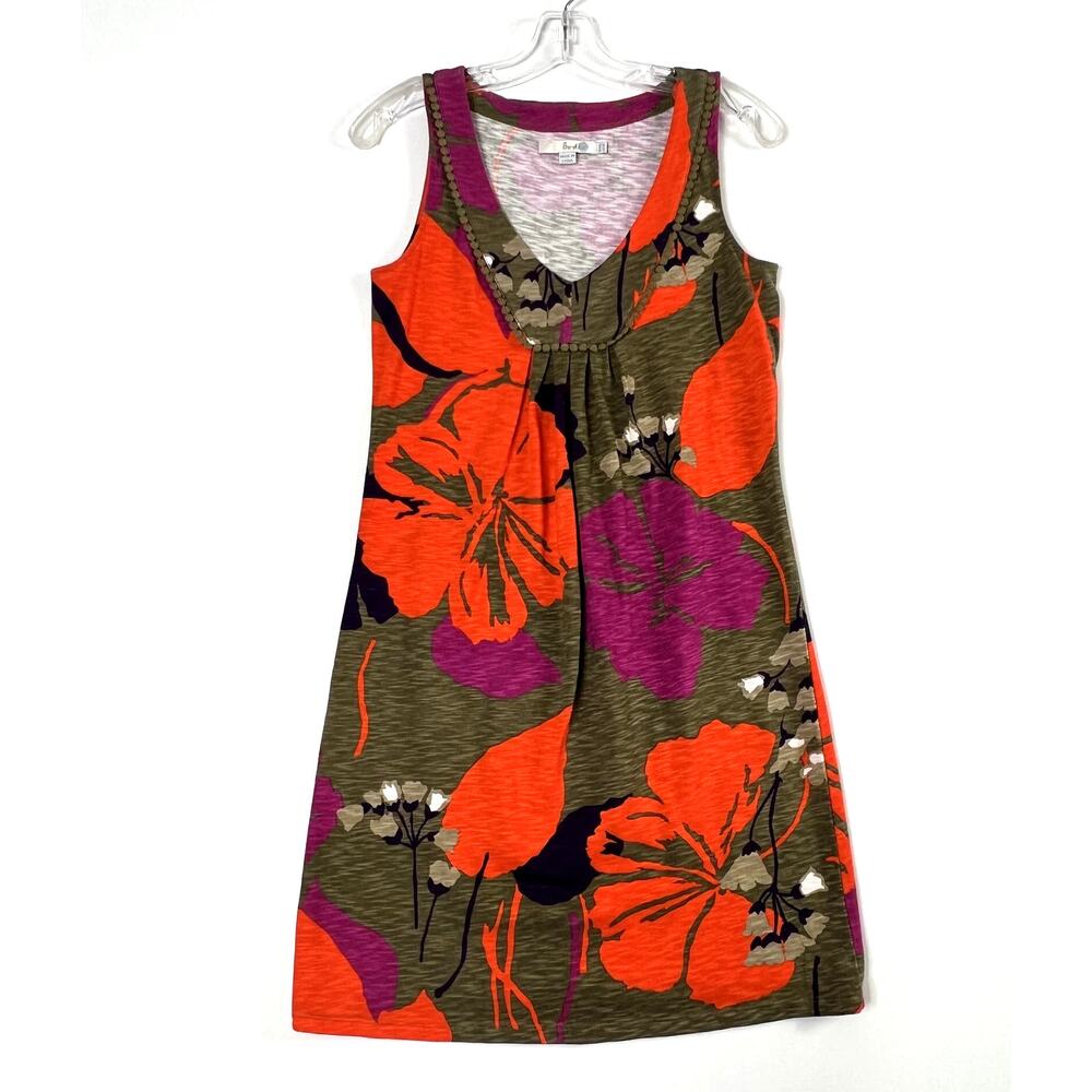 Boden Tarifa Summer Soft Red Hibiscus Dress WH499 Green Womens US 4 Regular